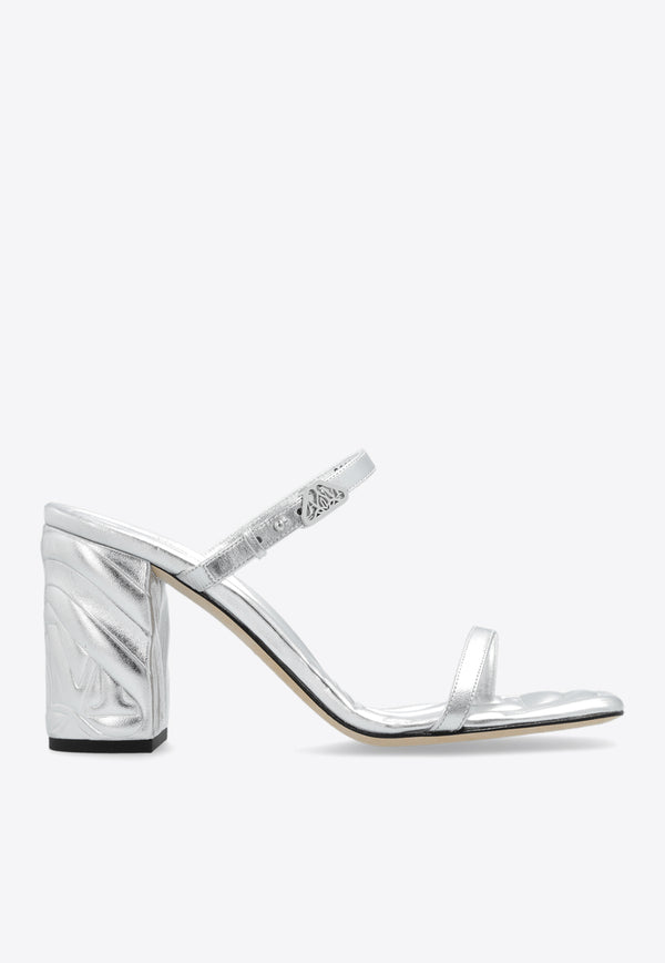 Alexander McQueen Seal 85 Metallic Leather Mules Silver 780711 WIF11-8100