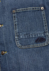 Alexander McQueen Short-Sleeved Denim Shirt Blue 781774 QYAAX-4211