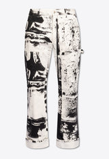 Alexander McQueen Graphic Print Straight-Leg Jeans White 781778 QYAAZ-9080