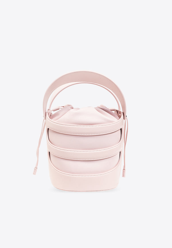Alexander McQueen The Rise Calf Leather Bucket Bag Pink 787126 1VPHI-9813