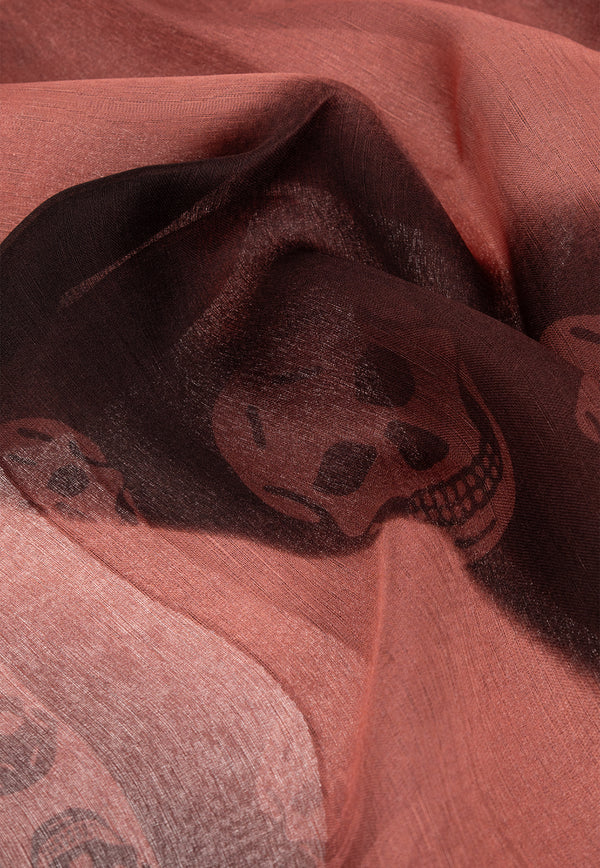 Alexander McQueen Skull Print Silk Scarf Pink 789965 3052Q-6660