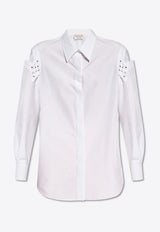 Alexander McQueen Cut-Out Long-Sleeved shirt White 790908 QAAAD-9000