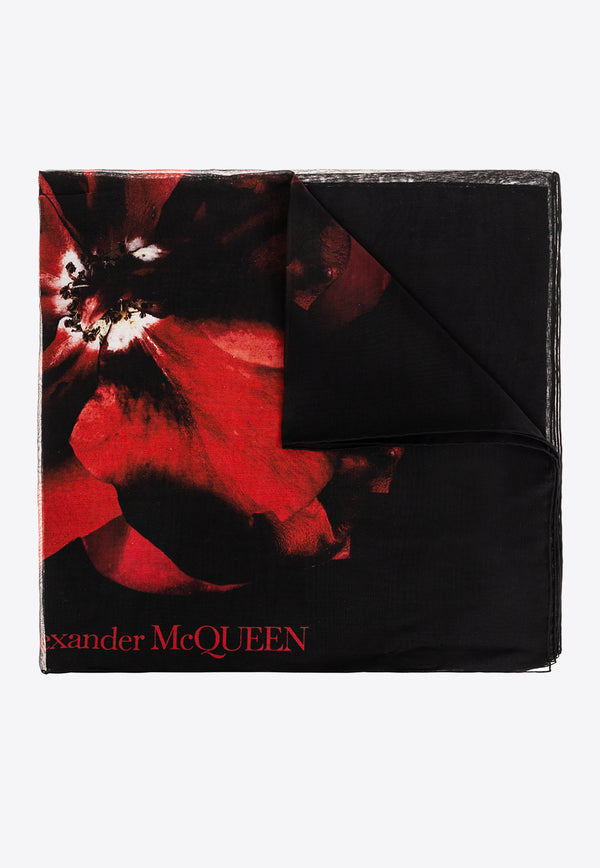 Alexander McQueen Shadow Rose Silk Shawl Black 792527 3060Q-1074
