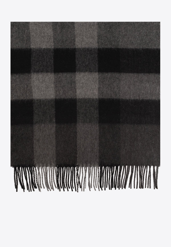 Burberry Check Pattern Cashmere Scarf Black 8077893 A1208-CHARCOAL