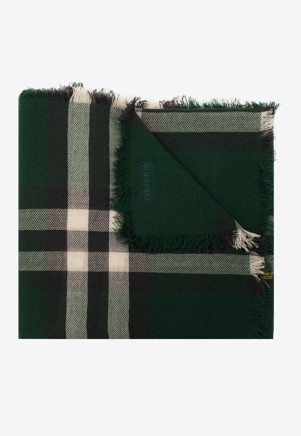 Burberry Check Pattern Wool Scarf Green 8080096 B8636-IVY