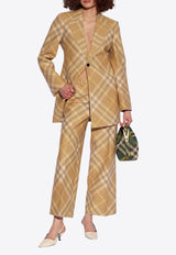 Burberry Straight-Leg Checked Wool Pants Multicolor 8082605 B8686-FLAX IP CHECK