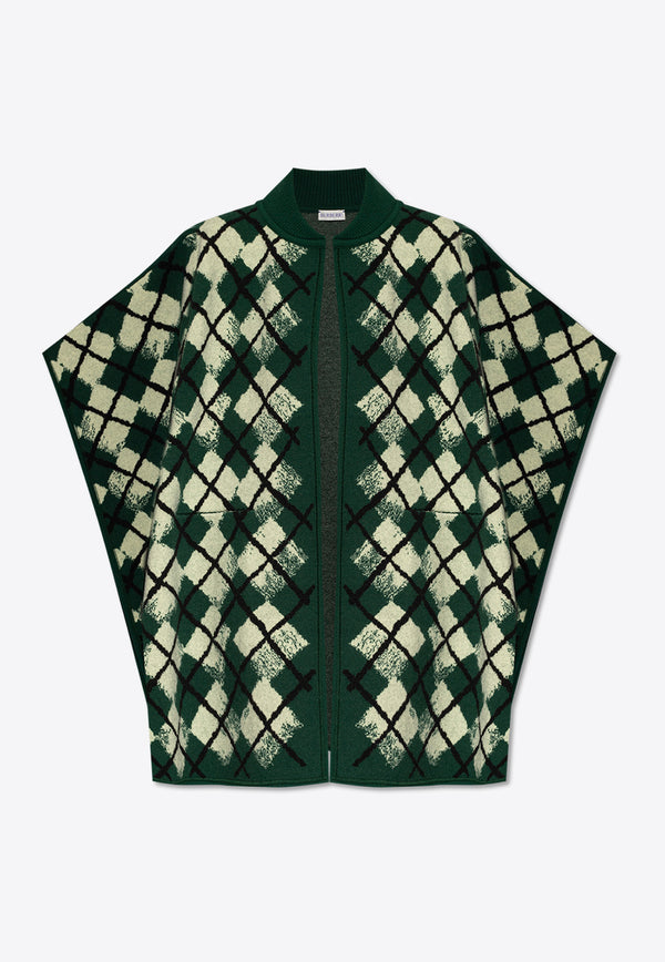 Burberry Argyle Check Wool-Blend Poncho Green 8082368 B8636-IVY