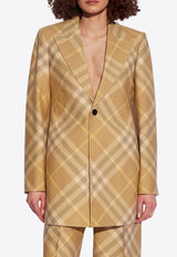 Burberry Single-Breasted Checked Wool Blazer Multicolor 8082603 B8686-FLAX IP CHECK