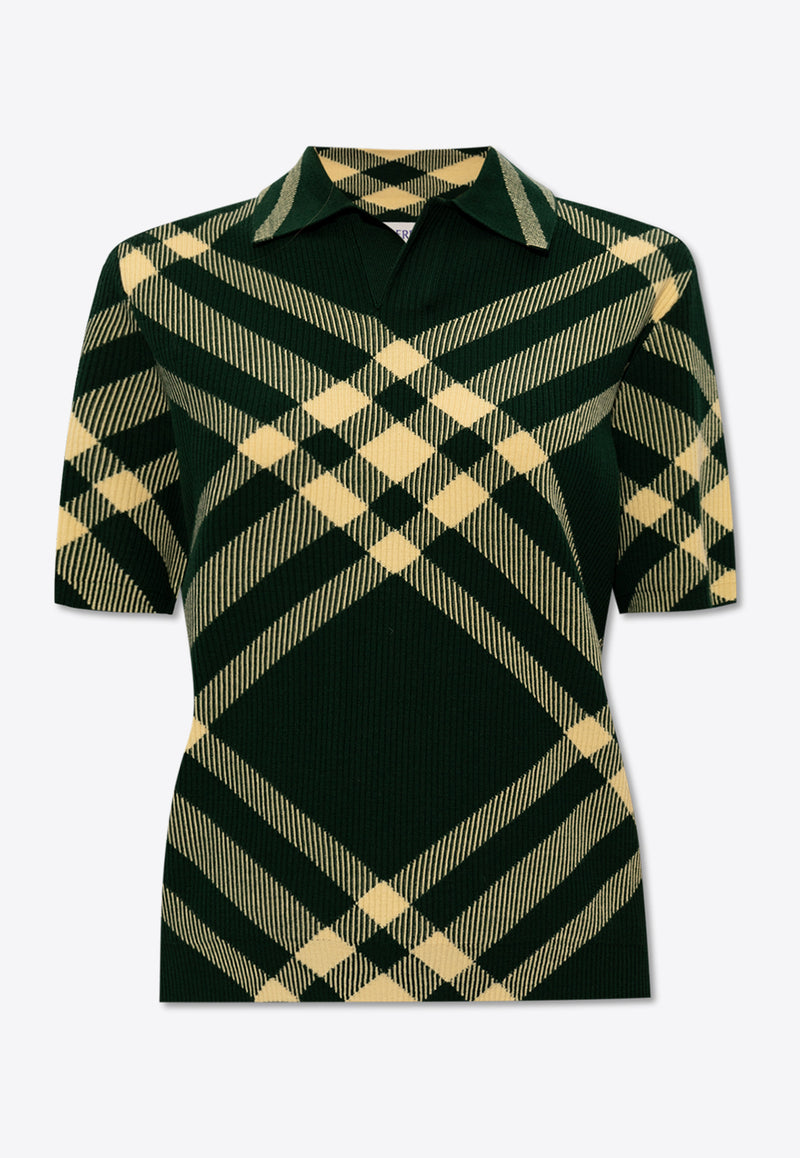 Burberry Signature Check Wool Polo T-shirt Green 8083111 B8724-DAFFODIL IP CHECK