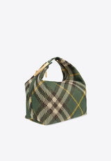 Burberry Medium Peg  Signature Check Shoulder Bag Green 8082047 B8636-IVY