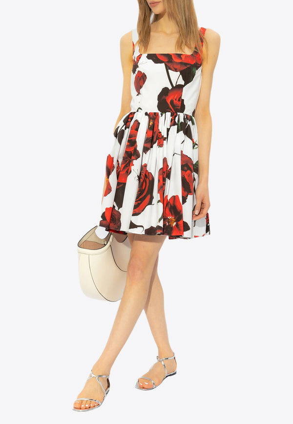 Alexander McQueen Floral Print Flared Mini Dress Multicolor 790707 QDAOL-9000