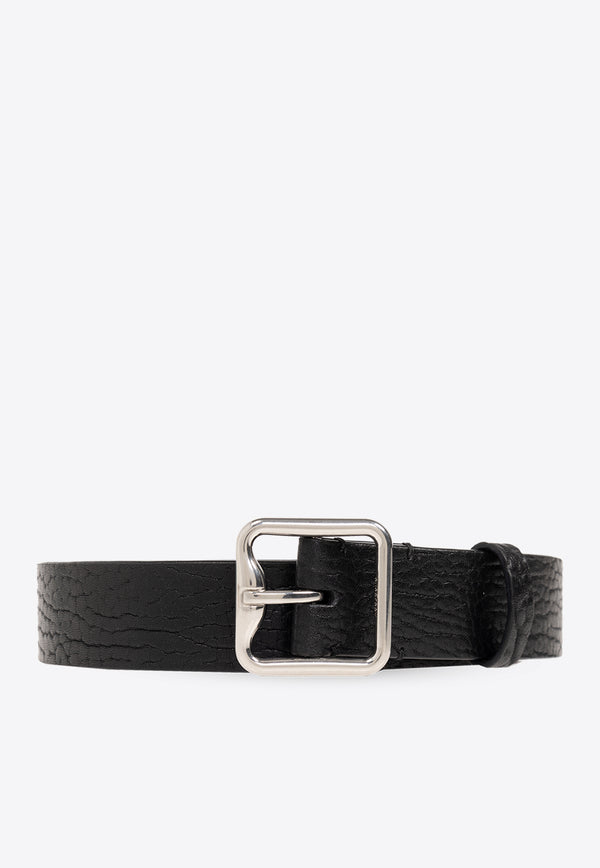Burberry Grained Leather Buckle Belt Black 8082431 A1189-BLACK