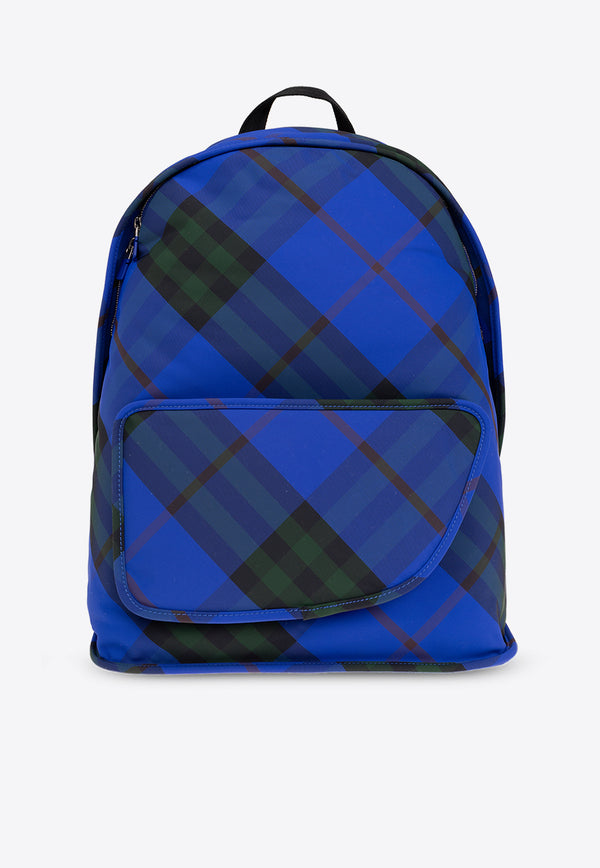 Burberry Large Shield Checked Backpack Blue 8080612 B7323-KNIGHT