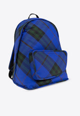 Burberry Large Shield Checked Backpack Blue 8080612 B7323-KNIGHT