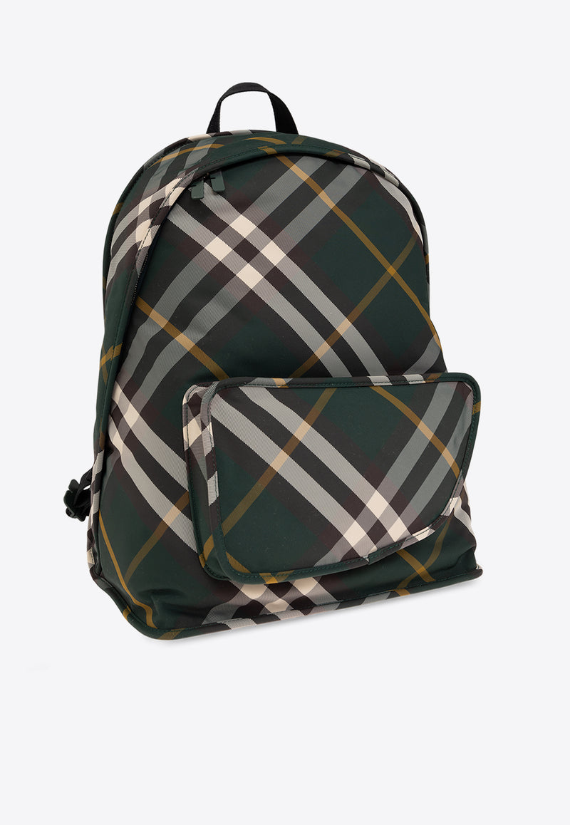 Burberry Large Shield Checked Backpack Green 8080679 B8636-IVY