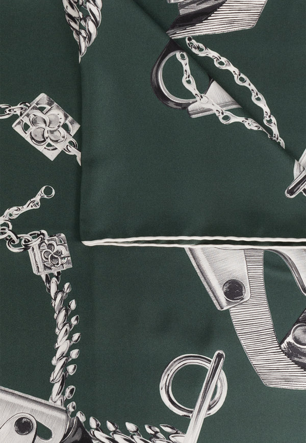 Burberry Printed Silk Shawl Green 8088753 A5008-FOREST GREEN