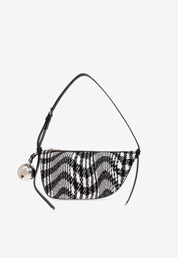 Burberry Mini Shield Houndstooth Check Shoulder Bag Monochrome 8082580 B7281-BLACK WHITE