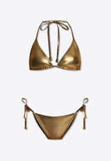 Balmain Metallic Halterneck Bikini Gold BKB901720 0-710