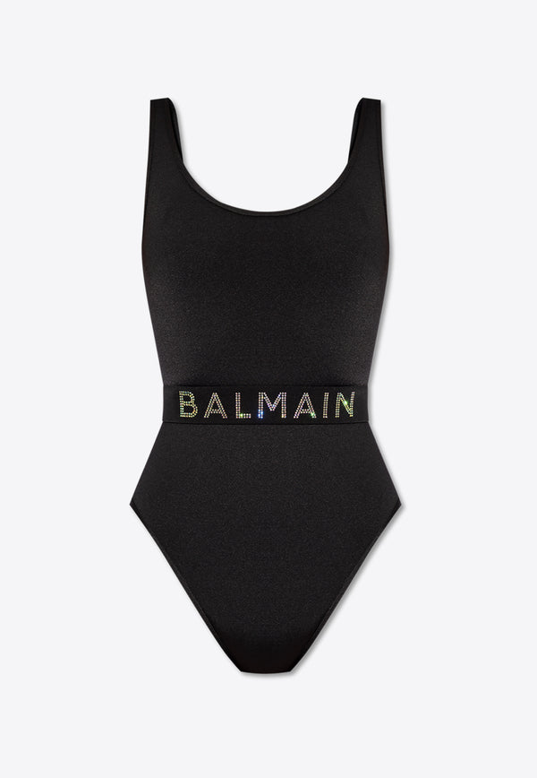 Balmain Studded Logo One-Piece Swimsuit Black BKBKL1790 0-001