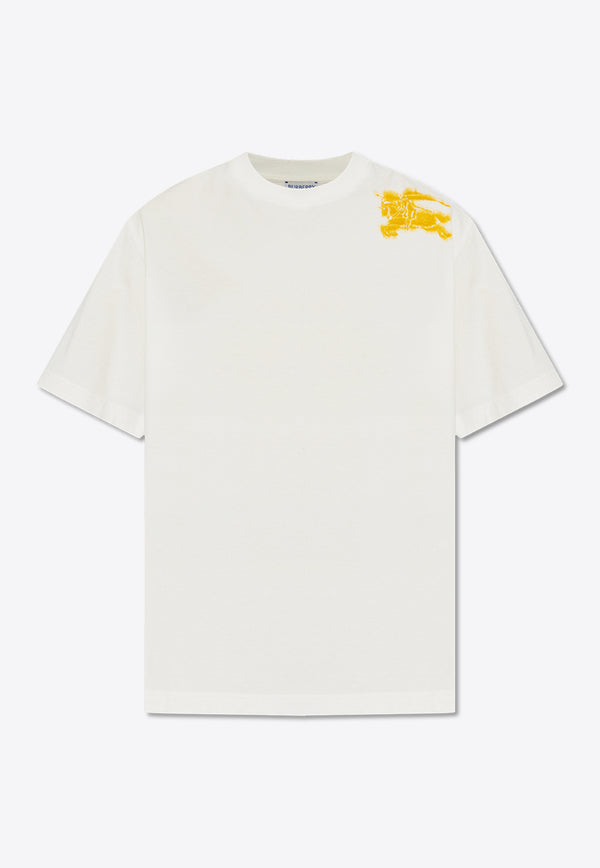 Burberry Cracked Equestrian Knight Design Print T-shirt White 8090433 B7347-SALT