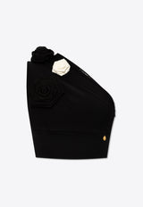 Balmain Floral Appliqué One-Shoulder Top Black CF0AF055 JI33-EEI
