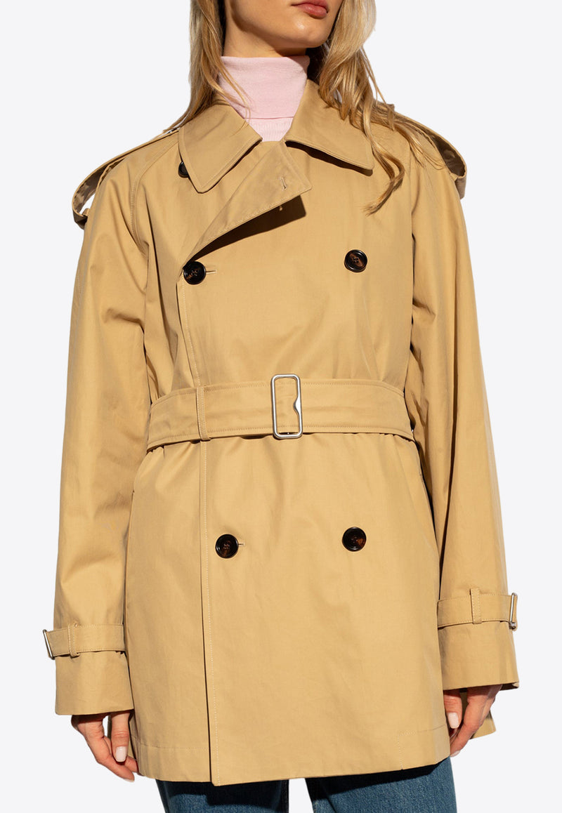 Burberry Short Double-Breasted Trench Coat Beige 8089783 A3743-FLAX