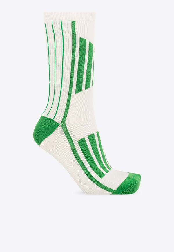 GANNI Striped Sporty Socks Green A5762 5845-801