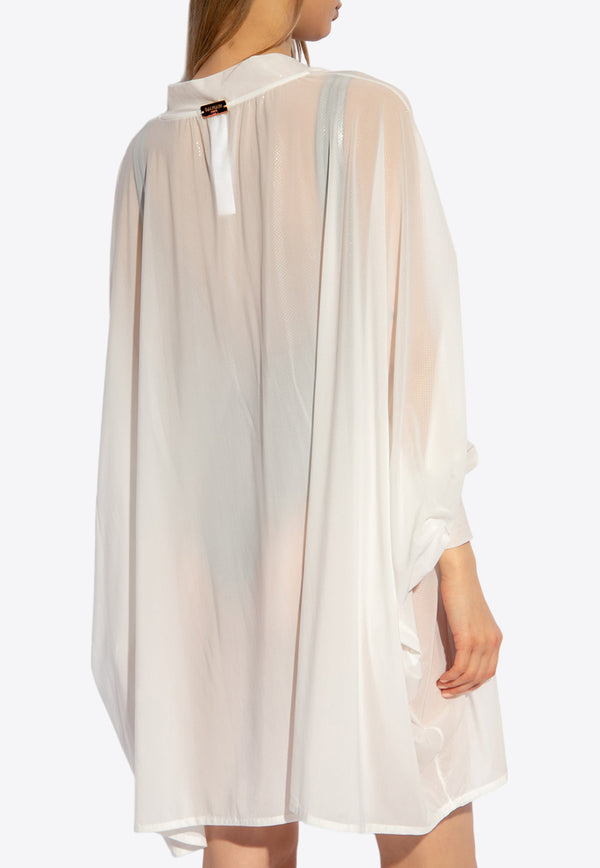 Balmain Sheer Kaftan Mini Dress White BKA281770 0-105