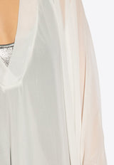 Balmain Sheer Kaftan Mini Dress White BKA281770 0-105