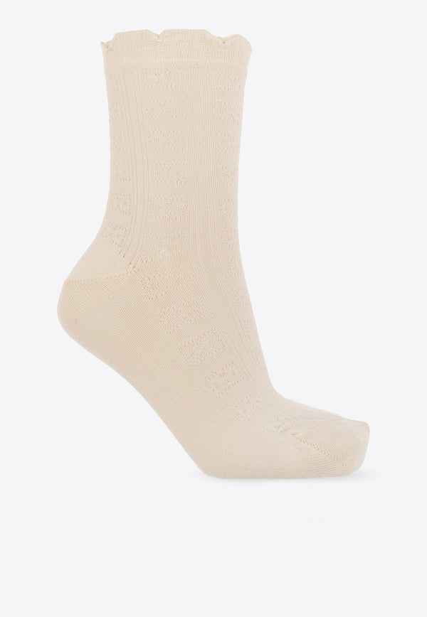 GANNI Egret Short Ruffled Socks Beige A5767 5896-135