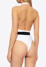 Balmain Belted One-Piece Swimsuit White BKBU11950 0-100
