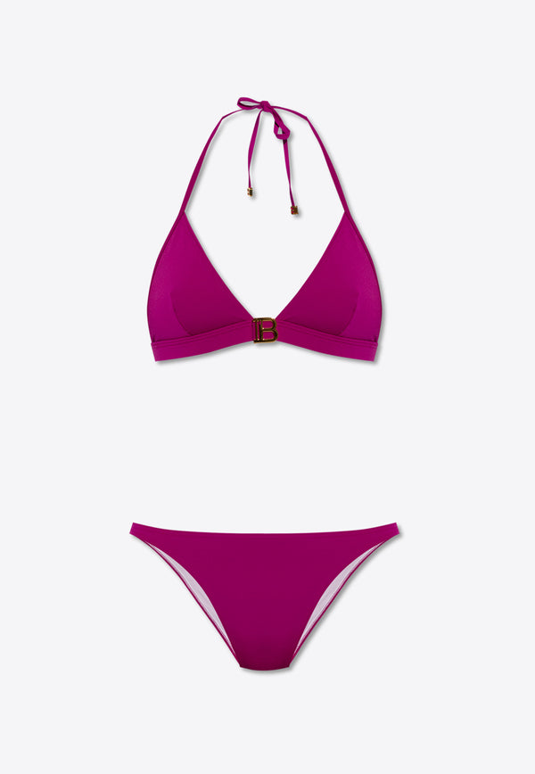 Balmain B Plaque Triangle Bikini Purple BKB851760 0-500