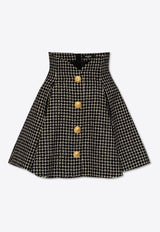Balmain Tweed Tulip Mini Skirt Black CF0LB028 CF02-GAB