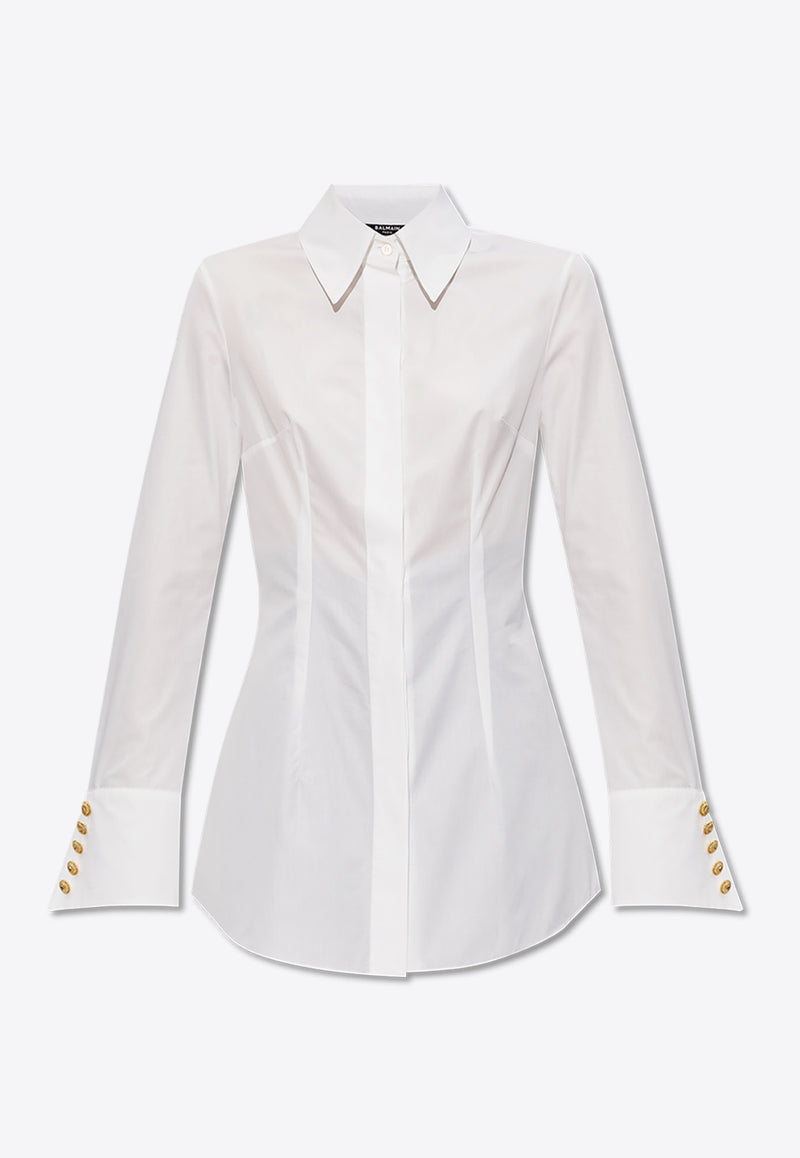 Balmain Classic Long-Sleeved Shirt White CF0HS355 CE48-0FA