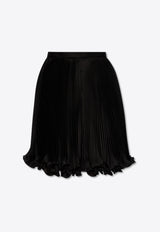 Balmain Pleated Satin Mini Skirt Black CF0LB436 XJ13-0PA