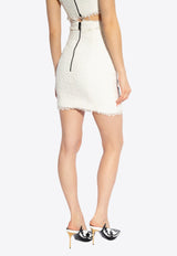Balmain High-Rise Tweed Skirt White CF1LB432 PC20-GAB