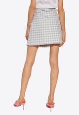 Balmain High-Rise Mini Tweed Skirt Blue CF1LA375 CE70-SLJ