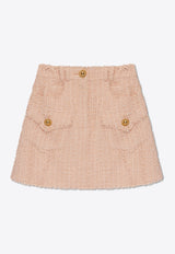 Balmain High-Rise Mini Tweed Skirt Pink CF1LA375 XF91-0DX