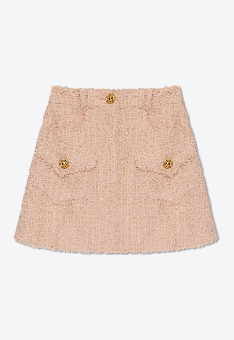 Balmain High-Rise Mini Tweed Skirt Pink CF1LA375 XF91-0DX