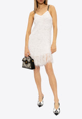 Balmain Fringed Lurex Mini Dress White CF1R2286 KF46-GAD