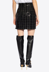 Balmain Sequined Tweed Mini Skirt Black CF1LB031 XI07-0PA