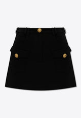 Balmain A-line Mini Wool Skirt Black CF1LA359 WC09-0PA