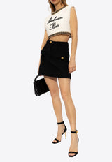 Balmain A-line Mini Wool Skirt Black CF1LA359 WC09-0PA