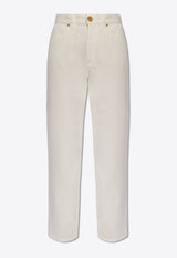 Balmain Cropped Straight-Leg Jeans White CF1MI025 DB69-0FA
