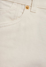 Balmain Cropped Straight-Leg Jeans White CF1MI025 DB69-0FA