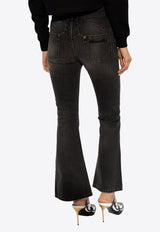 Balmain Vintage-Wash Flared Jeans Grey CF1MJ120 DE02-0PC