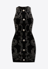 Balmain Paisley Jacquard Mini Dress Black CF1R3185 JH74-EAC