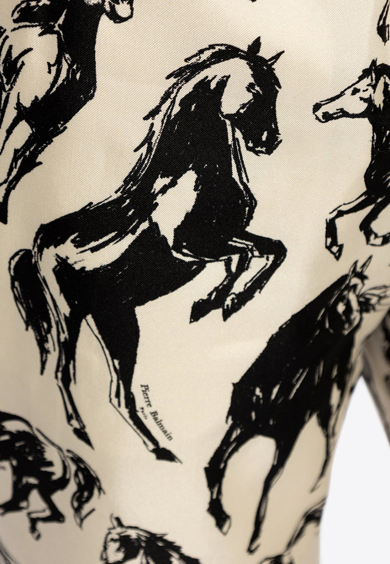Balmain Horse-Print Pajama Pants Monochrome CF1PM020 SD44-EJS