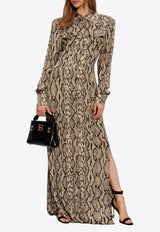 Balmain Python Print Maxi Shirt Dress Beige CF1RR705 VE14-9AH