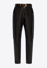 Balmain Leather High-Rise Trousers Black CF1QF017 LC62-0PA